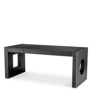 Luxury Charcoal Grey Oak Veneer & Bronze Finish Desk