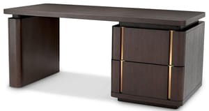 Luxury Natural Oak Veneer Bronze Finish Desk