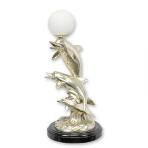 Luxuriöse Bronze-Delfin-Skulptur-Tischlampe