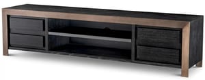 Luxury Charcoal Grey Oak Veneer & Bronze Finish TV Cabinet