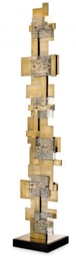 Luxuriöse Vintage-Stehlampe aus Messing mit Glas und elegantem schwarzem Granitsockel