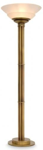 Luxuriöse Stehlampe mit antikem Messing-Finish und doppelten Glasschalen-Schirmen