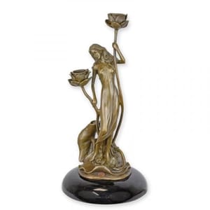 Luxury Bronze Art Nouveau Figurative Candle Holder