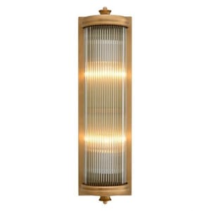 Luxury Cylindrical Matte Brass Finish Wall Lamp with Clear Glass Rod