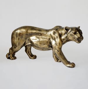 Luxury Regal Panther Sculpture in Golden Patina Finish