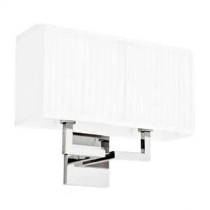Luxury Nickel Finish Wall Lamp with Pleated White Shade