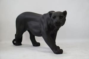 Luxury Standing Black Panther Sculpture in Contemporary Black Matte Finish