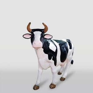 Luxuriöse stehende Kuhskulptur aus Fiberglas in Naturfarbe