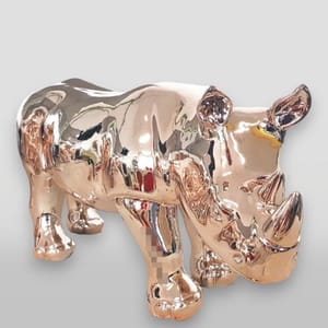 Luxuriöse kleine Nashorn-Skulptur mit Chrom-Finish