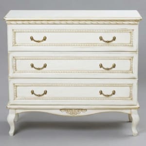Luxury Three-Drawer Dresser with Sculpted Base and Ornamental Braided Detailing