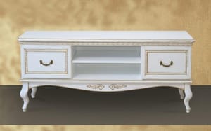 Luxury Heritage TV Dresser with Ornamental Braided Detailing and Open Central Shelf