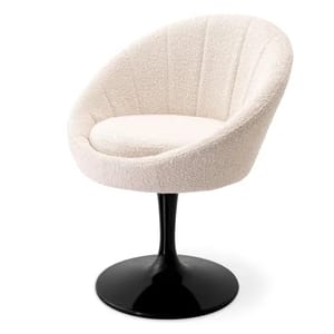 Luxury Upholstered Swivel Dining Chair with a Central Leg