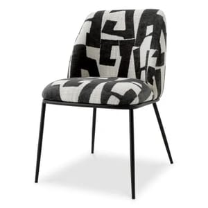 Luxury Brooklyn Black Upholstered Dining Chair with Black Legs