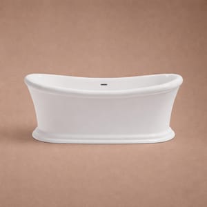 Luxury Freestanding Double Ended Slipper Bath in White Acrylic Finish