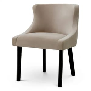 Luxury Torrin Green & Natural Velvet Upholstered Dining Chair with Black Legs