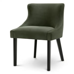 Luxury Torrin Green & Natural Velvet Upholstered Dining Chair with Black Legs