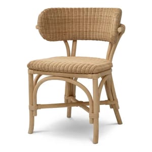 Luxury Natural Rattan Dining Chair with Woven Barrel Design