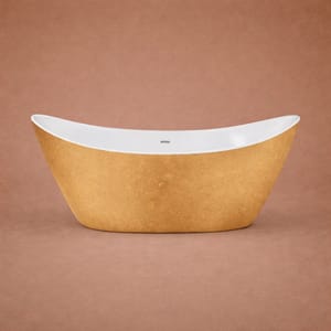 Luxury Gold Effect Double Ended Freestanding Acrylic Bathtub – 173.5 CM