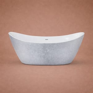 Luxury Stainless Steel Effect Double Ended Freestanding Acrylic Bathtub – 173.5 CM