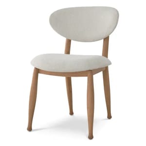 Luxury Curved Back Dining Chair in Natural Wood & White