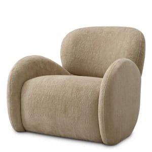 Luxury Beige Color Upholstered Single Seater Sofa