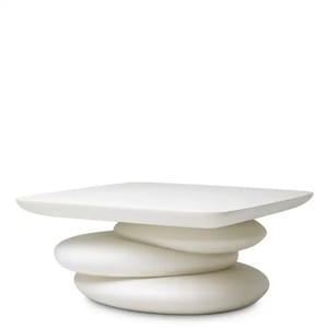 Luxury White Stacked Pebbles Design Coffee Table