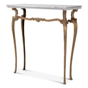 Luxury Baroque Rectangular White Marble Top Brass Base Console Table