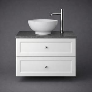 Luxury Chantilly Finish Wall Hung Two Drawer Vanity Unit in Classic White Color – 70 CM