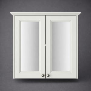 Luxury Chantilly Finish Double Door Mirror Wall Cabinet in Classic White Color – 64 CM