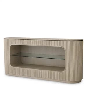 Luxury Oak Veneer Rectangular Sideboard with Ribbed Detail