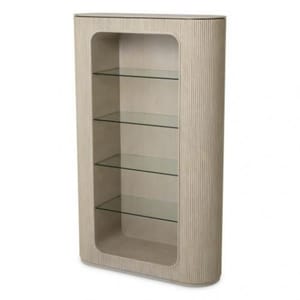 Luxury off White Wooden Cabinet with Glass Rack Storage