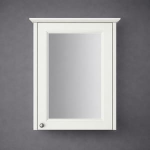 Luxury Chantilly Finish Single Door Mirror Wall Cabinet in Classic White Color – 50 CM