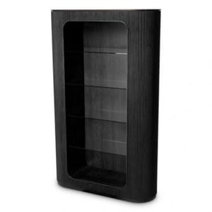 Luxury Black Wooden Display Cabinet with Glass Rack