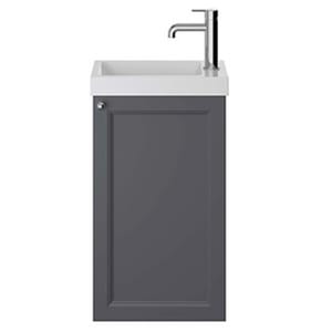 Luxury Graphite Finish Wall Hung Single Door Cloakroom Unit – 40 CM