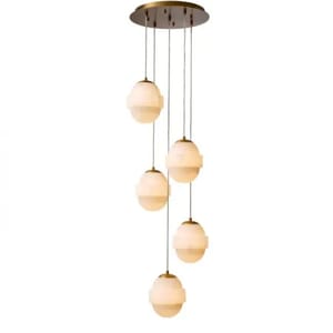 Luxury Antique Brass Alabaster Ceiling Chandelier