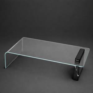 Luxuriöser rechteckiger Couchtisch aus Klarglas mit schwarzem Marmor