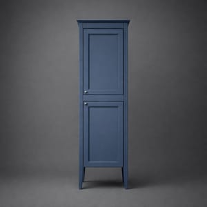 Luxury Maritime Blue Finish Freestanding Double Door Tall Cabinet – 50 CM