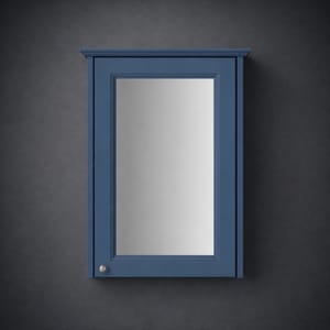Luxury Maritime Blue Finish Single Door Mirror Wall Cabinet – 50 CM
