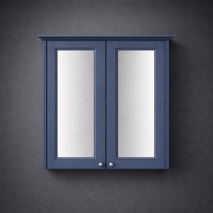 Luxury Maritime Blue Finish Double Door Mirror Wall Cabinet – 64 CM
