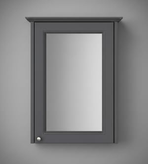 Luxury Graphite Finish Single Door Mirror Wall Cabinet – 50 CM