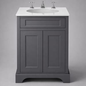 Luxury Freestanding Graphite Finish Vanity Unit with Single Drawer and Double Door Cabinet – 60 CM