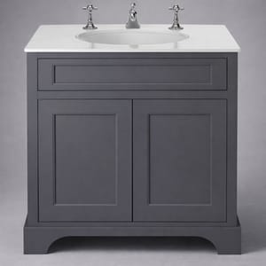 Luxury Freestanding Vanity Unit with Single Drawer and Double Door Cabinet in Graphite Finish – 80 CM