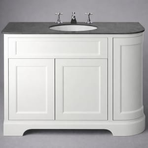 Luxury Chantilly Finish White Double Door Left Hand Curved Vanity with Black Stone Top – 100 CM