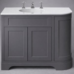 Luxury Graphite Double Door Left Hand Curved Vanity with White Stone Top – 100 CM