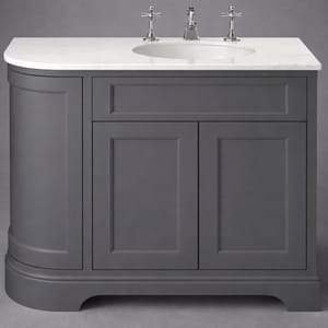 Luxury Graphite Finish Right Hand Curved Double Door Vanity Unit with White Stone Top – 100 CM