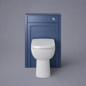 Luxury Maritime Blue Finish Back-to-Wall Toilet Unit – Freestanding WC Cabinet with Worktop
