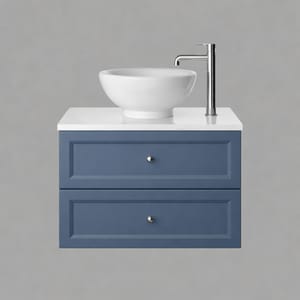 Luxury Maritime Blue Finish Wall Hung Two Drawer Vanity Unit – 70 CM
