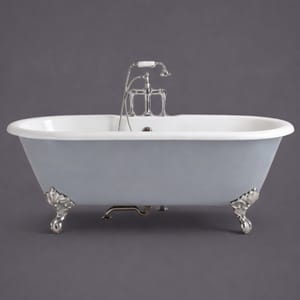 Luxury White Cast Iron Freestanding Double Ended Bathtub with Dual Tap Holes – 170 CM