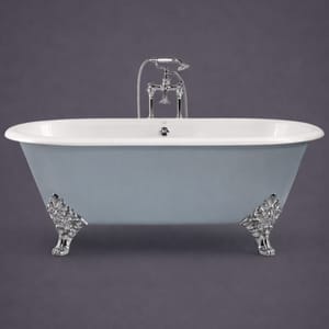 Luxury White Cast Iron Freestanding Double Ended Bathtub with Chrome Finish Sculptural Clawfoot – 178 CM
