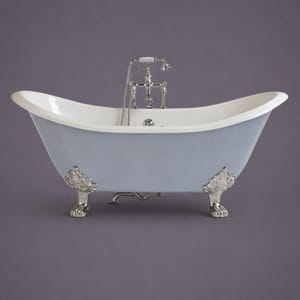 Luxury Cast Iron Double Ended Slipper Bathtub with Polished Chrome Feet – 180 CM